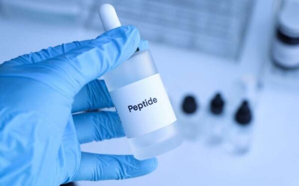 Peptide vial in a lab