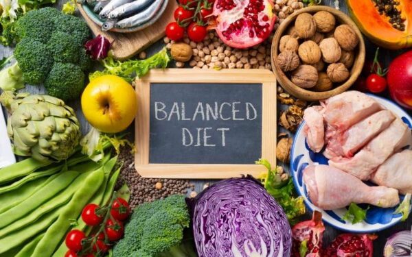 Healthy foods and balanced diet.